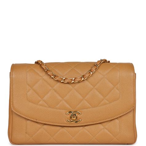 Vintage Chanel Diana Flap bag in beige caviar leather 